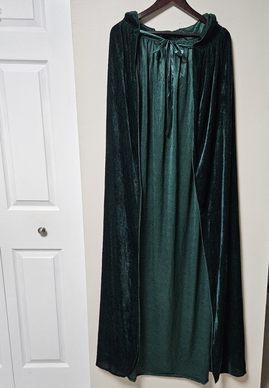 Green Velvet Hooded Adult Costume Cape Halloween